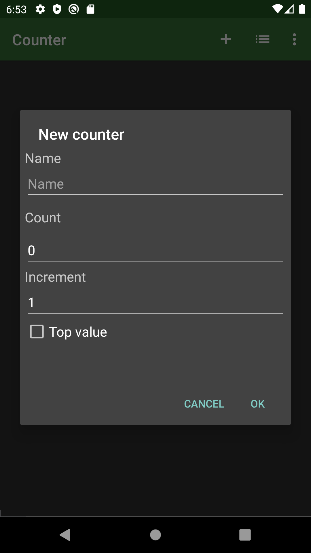 New counter modal